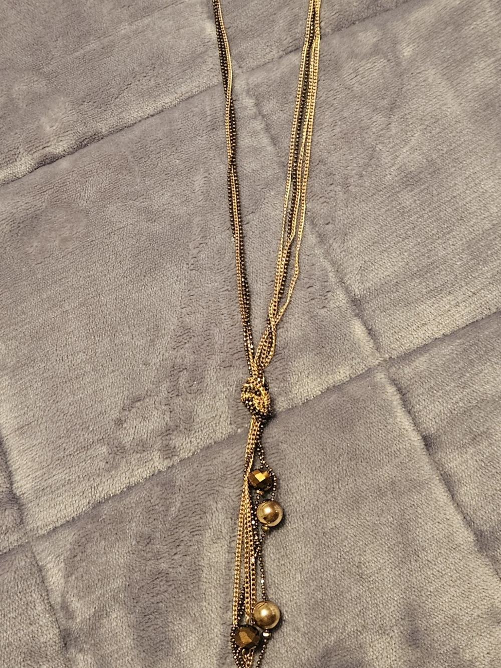 Gold-Tone Layered Knot Tassel Necklace - Elegant Women’s Pendant